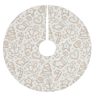 Neutral Boho Christmas Gingerbread Man Beige Julgransmatta Borstad Polyester