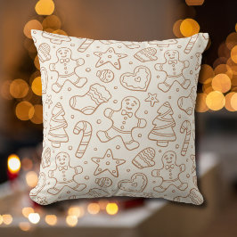 Neutral Boho Christmas Gingerbread Man Beige Kudde