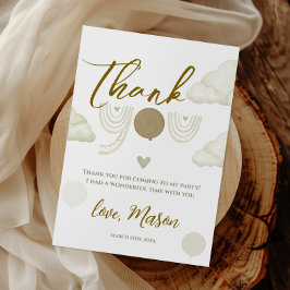 Neutral Boho Cloud First Birthday Thank You Tack Kort