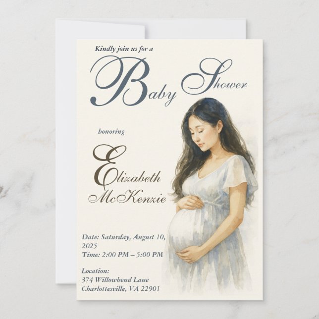Neutral Boho Elegance Baby Shower Asian Mom to be Inbjudningar (Framsida)