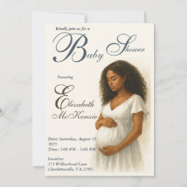 Neutral Boho Elegance Baby Shower Black Mom to Be Inbjudningar
