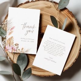 Neutral Boho Floral Wedding Thank You Card Tack Kort