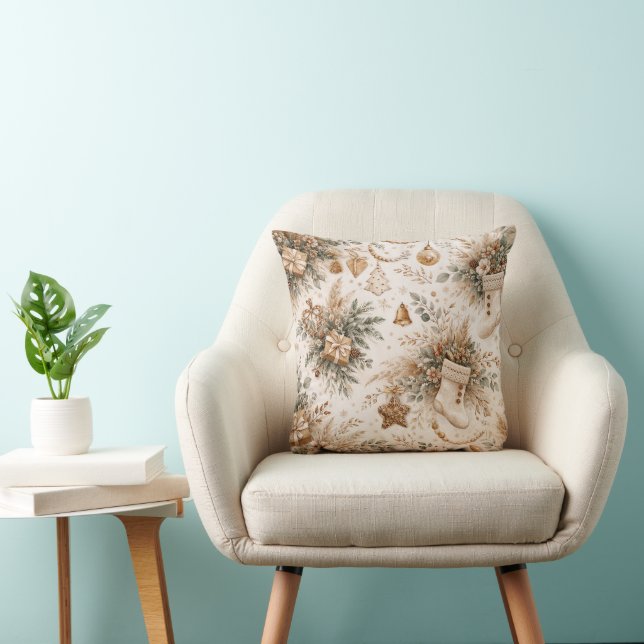 Neutral Boho julstrumpa blommönster Kudde (Stol)