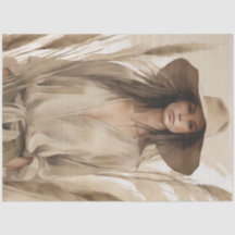 Neutral Boho Kvinna Dekoupage Tissuepapper
