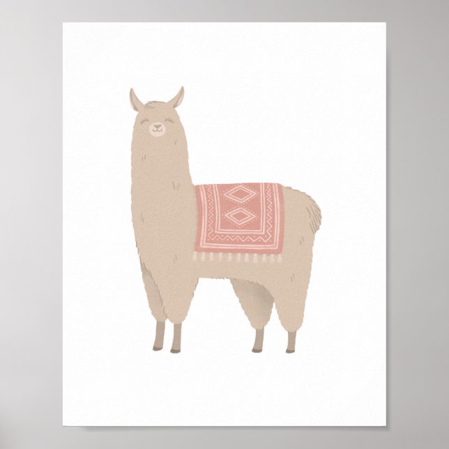 Neutral Boho Lama Flickornas Rum Nursery Dekoratio Poster (Framsidan)