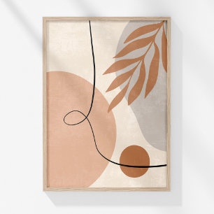 Neutral Boho Linje Konst Botanisk Abstrakt Väggkon Poster
