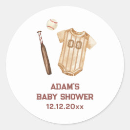Neutral Boho Little Slugger Baseball Baby Shower Runt Klistermärke