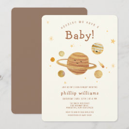 Neutral Boho Outer Space Solar System Baby Shower  Inbjudningar