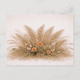 Neutral Boho Pampasgräs Vildblommaarrangemang Vykort