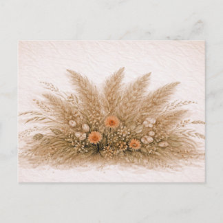 Neutral Boho Pampasgräs Vildblommaarrangemang Vykort