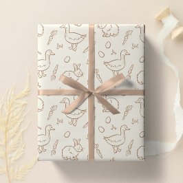 Neutral Boho Påskharen Gås Vår Beige Presentpapper