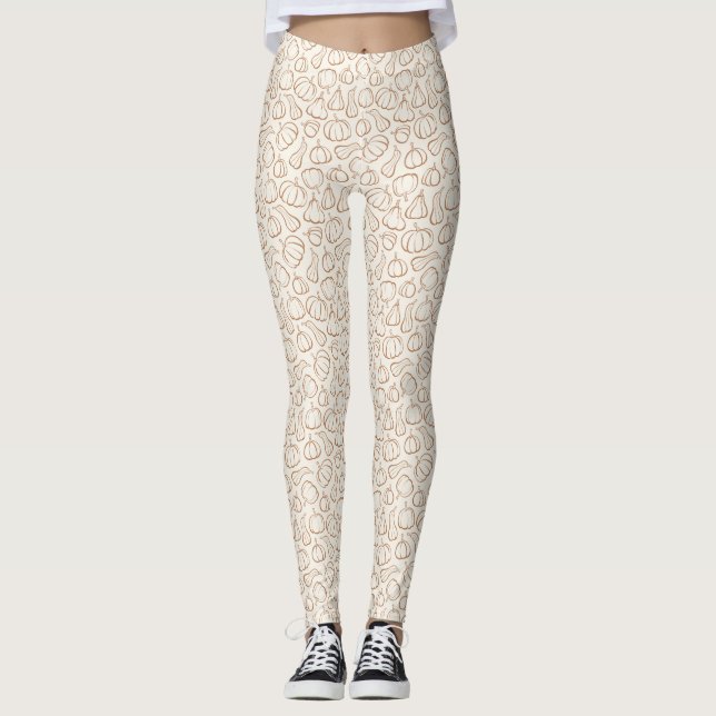 Neutral Boho Pumpamuster Höst Halloween-fest Leggings (Framsida)