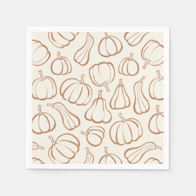 Neutral Boho Pumpamuster Höst Halloween-fest Pappersservett (Framsidan)