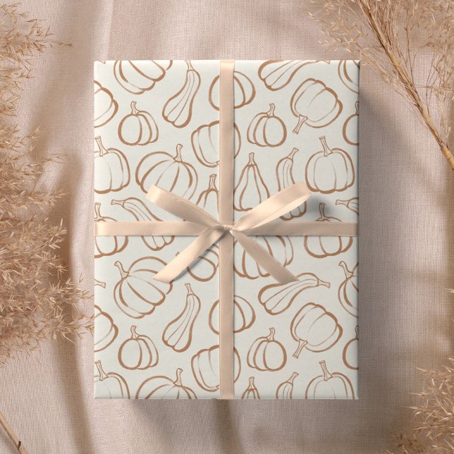 Neutral Boho Pumpamuster Höst Halloween-fest Presentpapper (Skapare uppladdad)