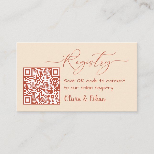 Neutral Boho QR-kod Bröllopspresentlista Inklusive Tilläggskort (Framsida)