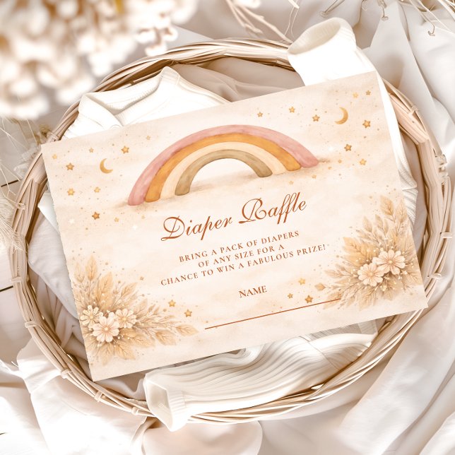 Neutral Boho Regnbåge Blöja Lotteri Tilläggskort (Skapare uppladdad)
