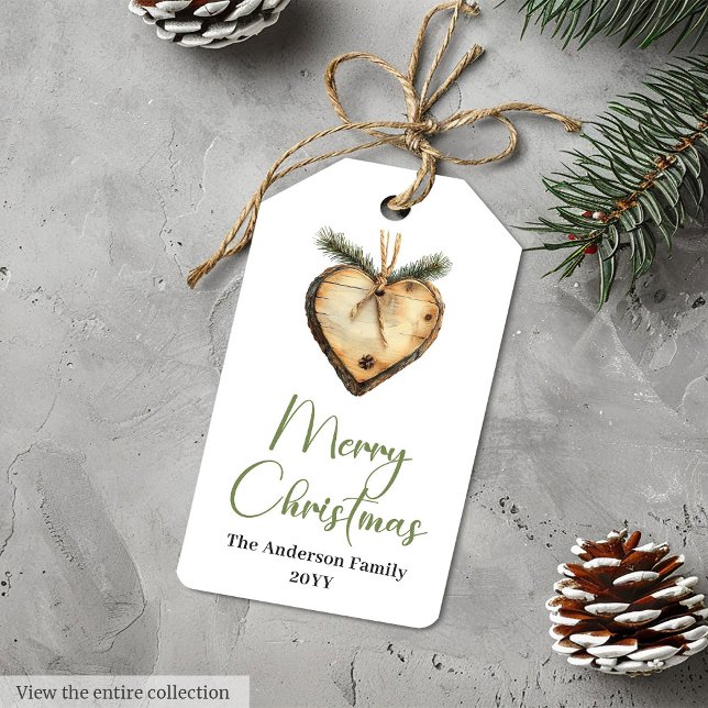 Neutral Boho Rustik Mall Julpresent Kortmall Templ Presentetikett (Neutral Boho Rustic Holiday Gift Tag Template

)