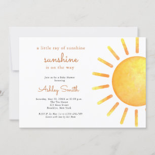 Neutral Boho Sol Baby Shower för solsken Inbjudningar
