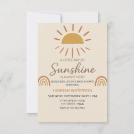 Neutral Boho Sol Baby Shower för solsken Inbjudningar