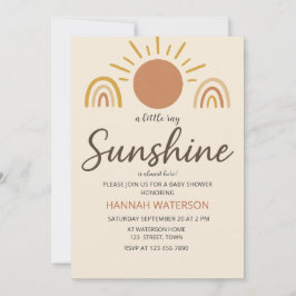 Neutral Boho Sol Baby Shower för solsken Inbjudningar