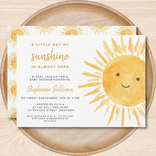 Neutral Boho Sol Baby Shower för solsken Inbjudningar