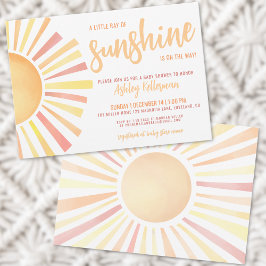 Neutral Boho Sol Baby Shower för solsken Inbjudningar