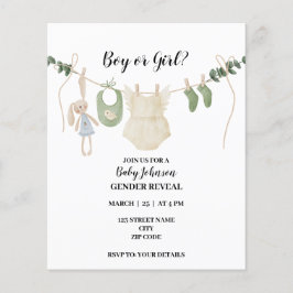 Neutral Boho-tema könsutsljande inbjudan