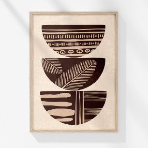 Neutral Boho Tribal Abstrakt Väggkonsttryck med Sk Poster