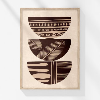 Neutral Boho Tribal Abstrakt Väggkonsttryck med Sk Poster