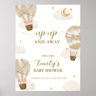 Neutral Boho Varmbågsballong Baby Shower Välkommen Poster