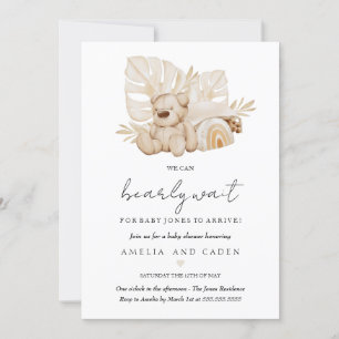 Neutral Boho Vi Kan Knappast Vänta Baby Shower Inbjudningar