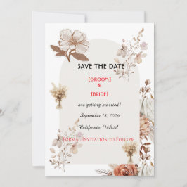 Neutral Boho Wedding Save The Date Spara Datumet