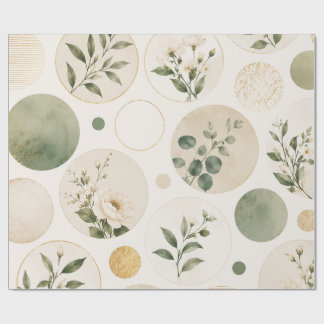 Neutral botanisk cirkelmönster presentpapper