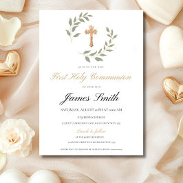 Neutral Boy Girl First Communion Invitation Editab Inbjudningar