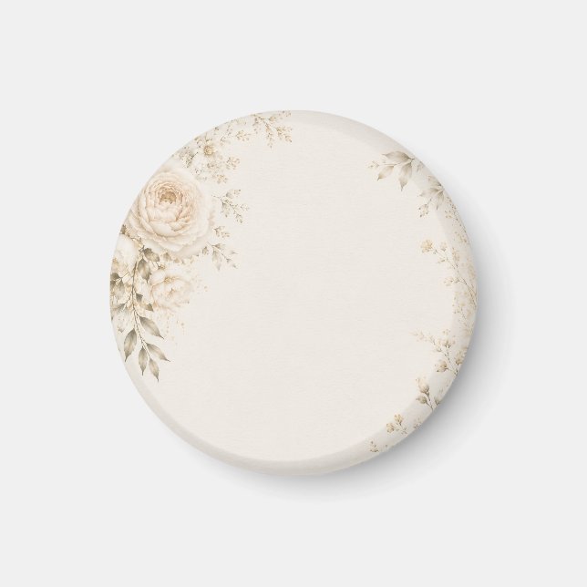 Neutral Bröllop med Förfinade Blommor Magnet (Framsidan)