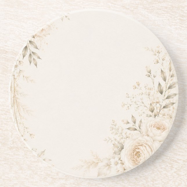 Neutral Bröllop med Förfinade Blommor Underlägg (Framsidan)