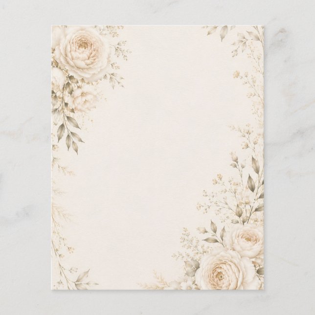 Neutral bröllopsinbjudan med förfinade blommor flygblad (Framsidan)
