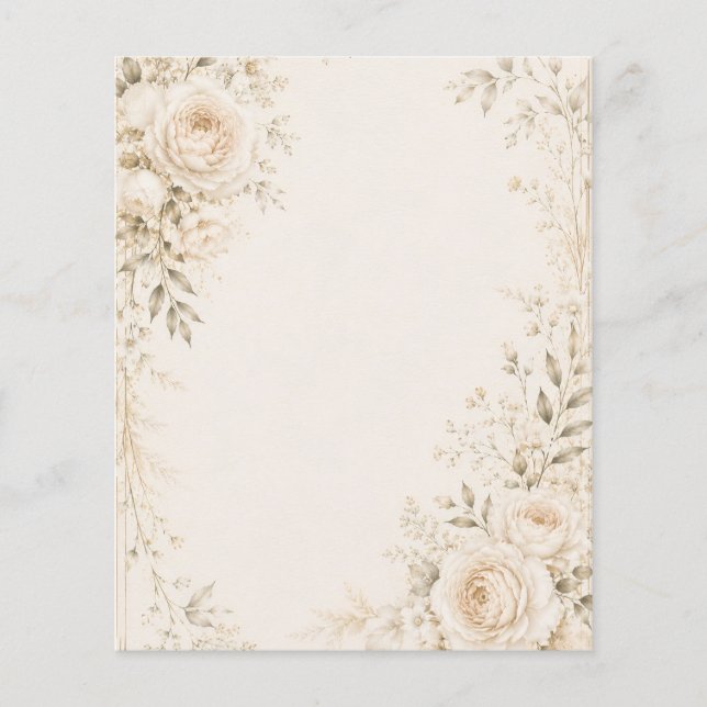 Neutral bröllopsinbjudan med förfinade blommor flygblad (Framsidan)