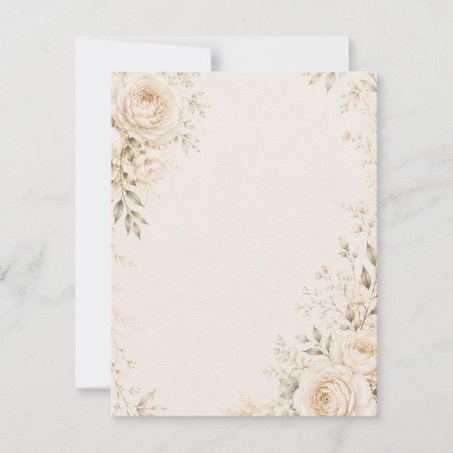 Neutral bröllopsinbjudan med förfinade blommor OSA kort (Framsida)