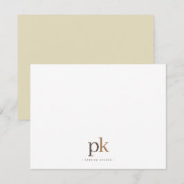 Neutral Brun Ren Typografi Monogram Anteckningskort