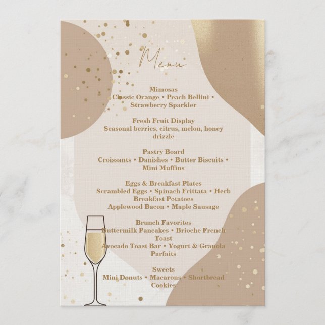 Neutral Brunch Menu Card – Minimalist Beige Inbjudningar (Framsida)