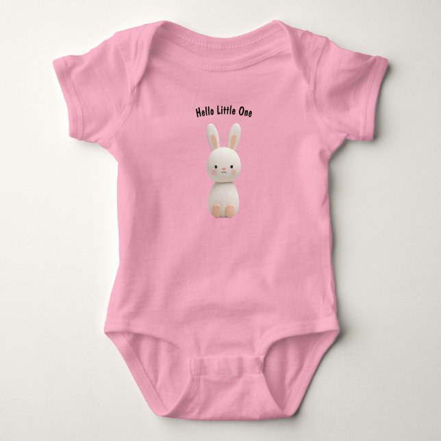 Neutral Bunny Baby Bodysuit – Newborn Gift T Shirt (Framsida)