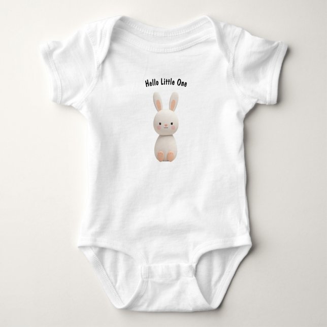 Neutral Bunny Baby Bodysuit – Newborn Gift T Shirt (Framsida)