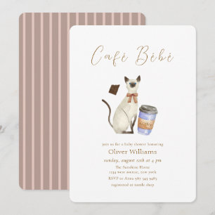 Neutral Café Bébé Katt Kaffe Barnkalas Inbjudningar