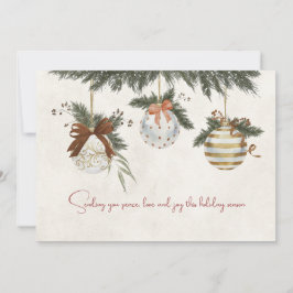 Neutral Christmas Card with Ornaments Julkort