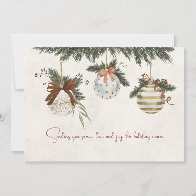 Neutral Christmas Card with Ornaments Julkort (Framsida)