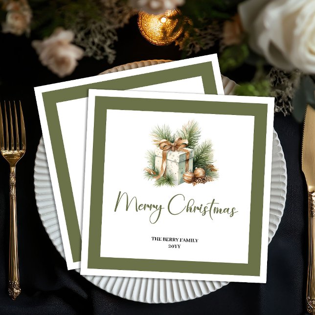 Neutral Christmas Gift Personalized Family Napkins Pappersservett (Neutral Christmas Gift Personalized Family Napkins)