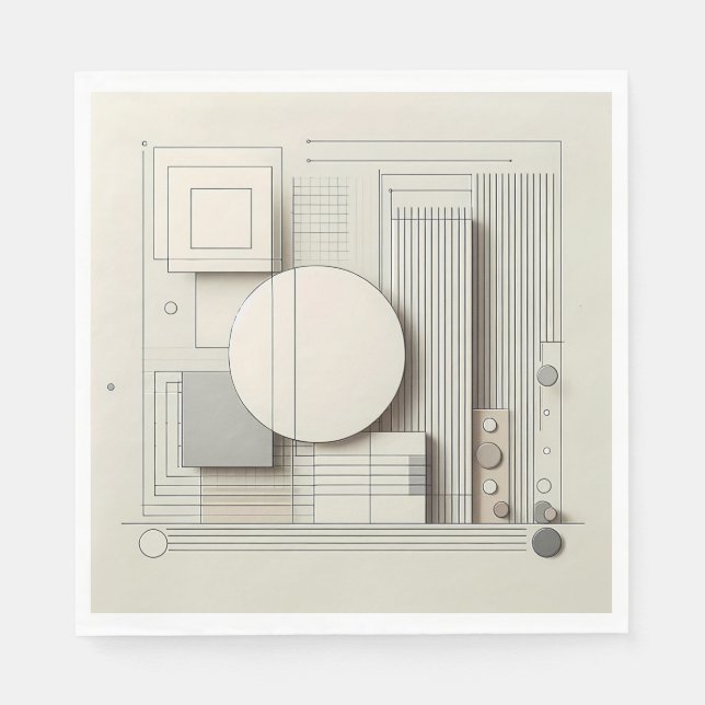 Neutral Circle Grid Pappersservett (Framsidan)