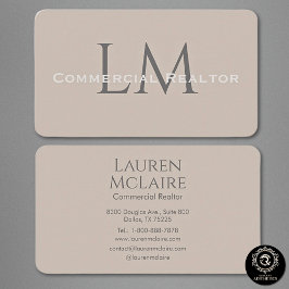 Neutral Classic Taupe Monogram Business Card Visitkort