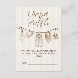 Neutral Clothesline Baby Shower Diaper Raffle Tilläggskort